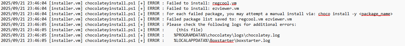 log for installed flare vm